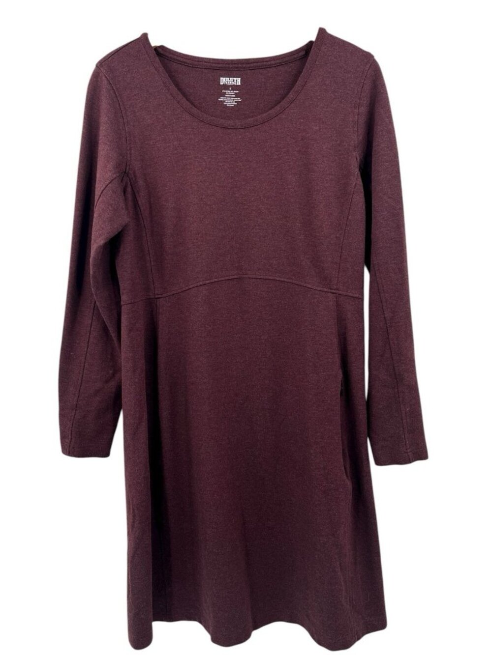 DULUTH Women's Purple Long Sleeve Round Neck Midi Dress Large